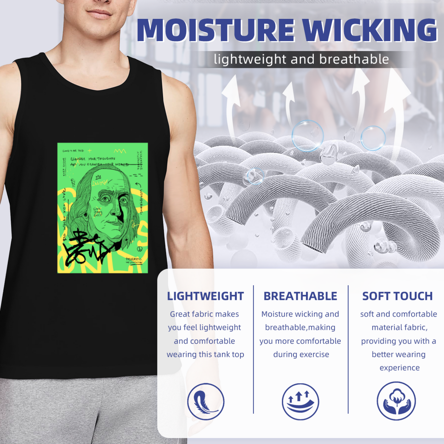 Street Pop Art Benjamin Franklin Graphic Sleeveless Shirt
