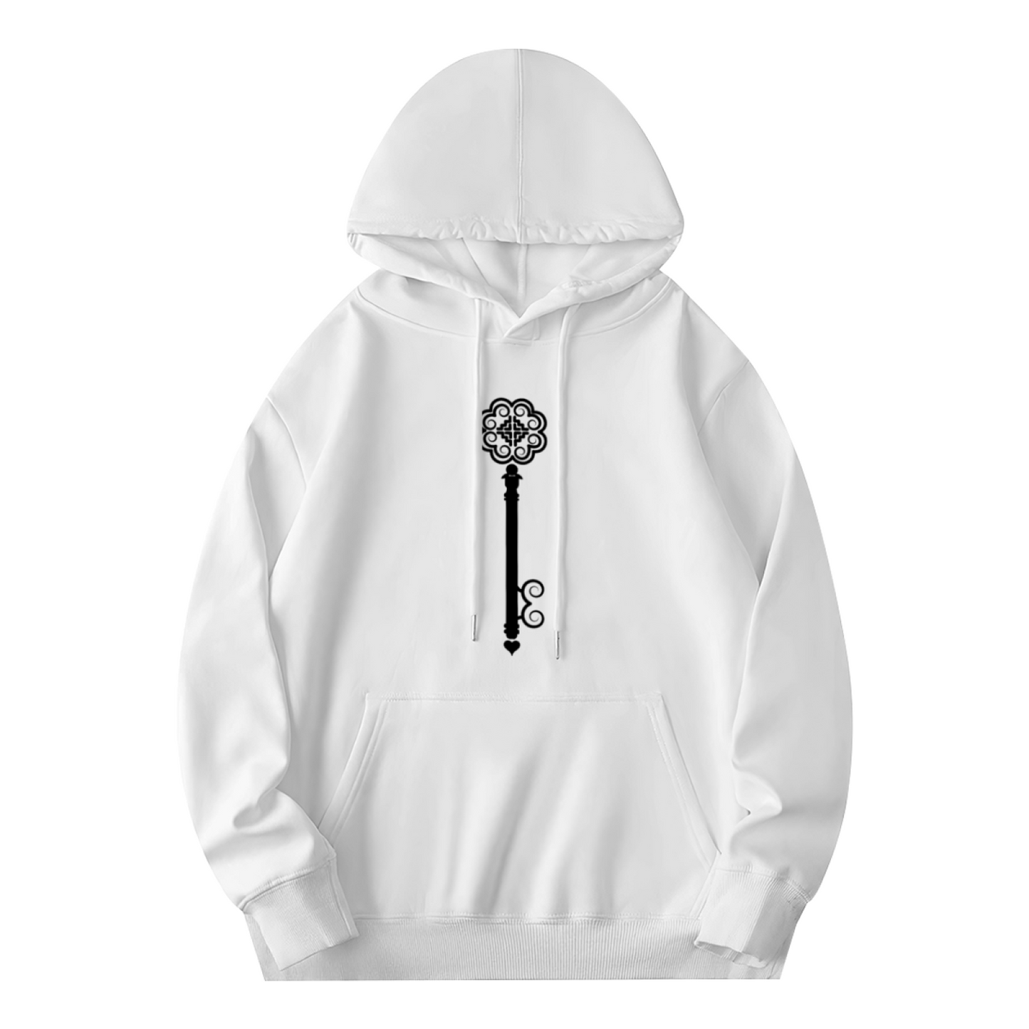 Vintage Ornate Skeleton Key Minimal Hoodie, Light Soft Comfort