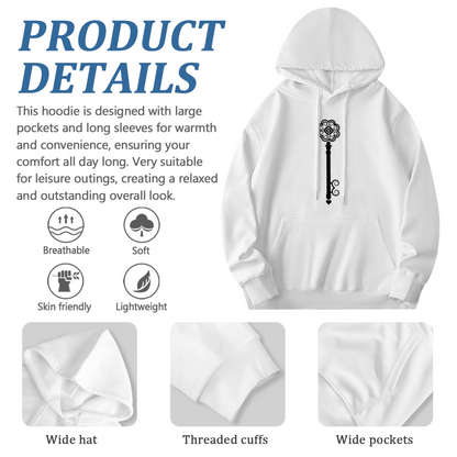 Vintage Ornate Skeleton Key Minimal Hoodie, Light Soft Comfort