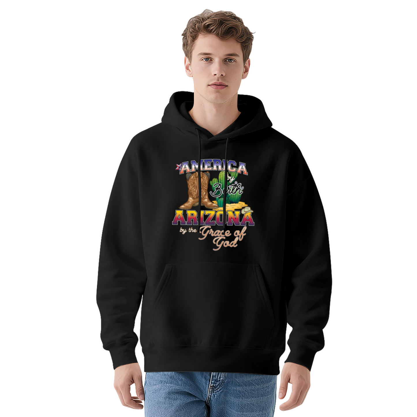 America Arizona Cowboy Retro Hoodie, Warm Outdoor Pullover