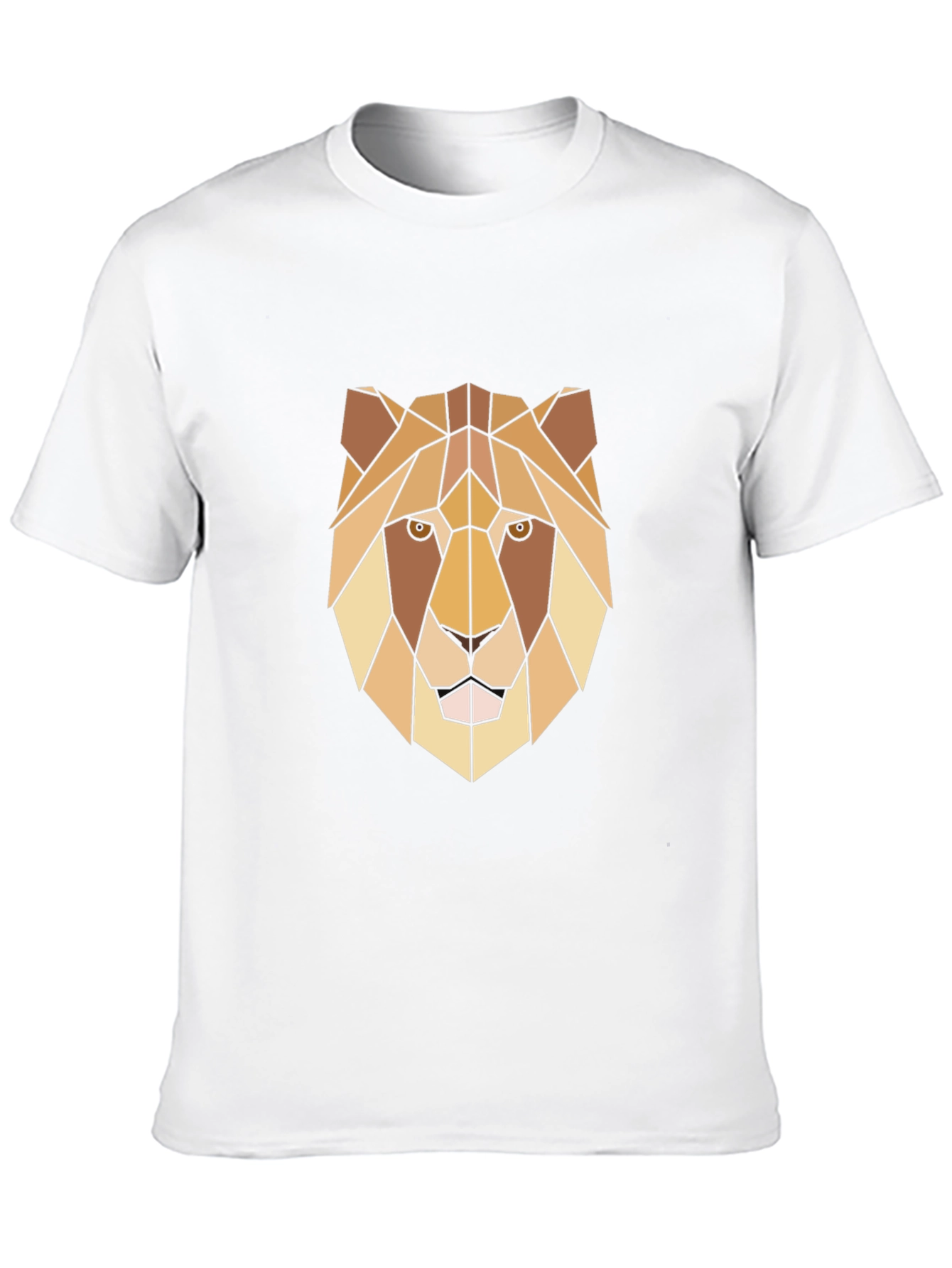 Geometric Lion Graphic Print Black T-Shirt