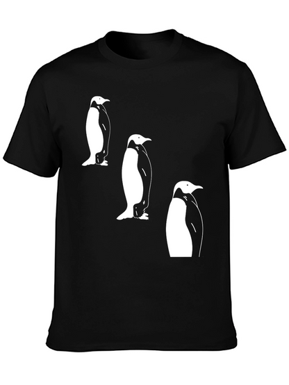 Penguin Trio Graphic Tee - Black Cotton T-Shirt