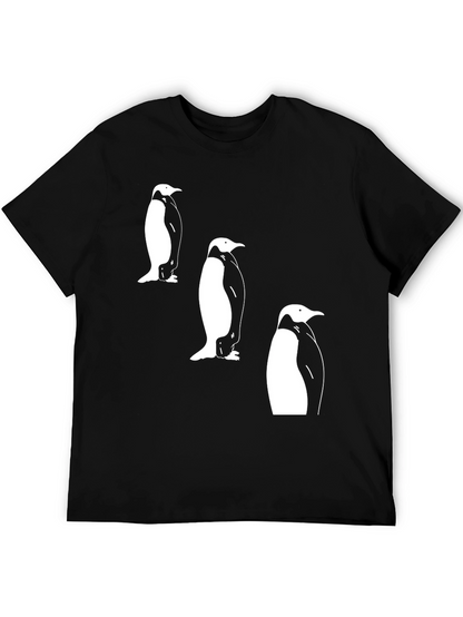 Penguin Trio Graphic Tee - Black Cotton T-Shirt