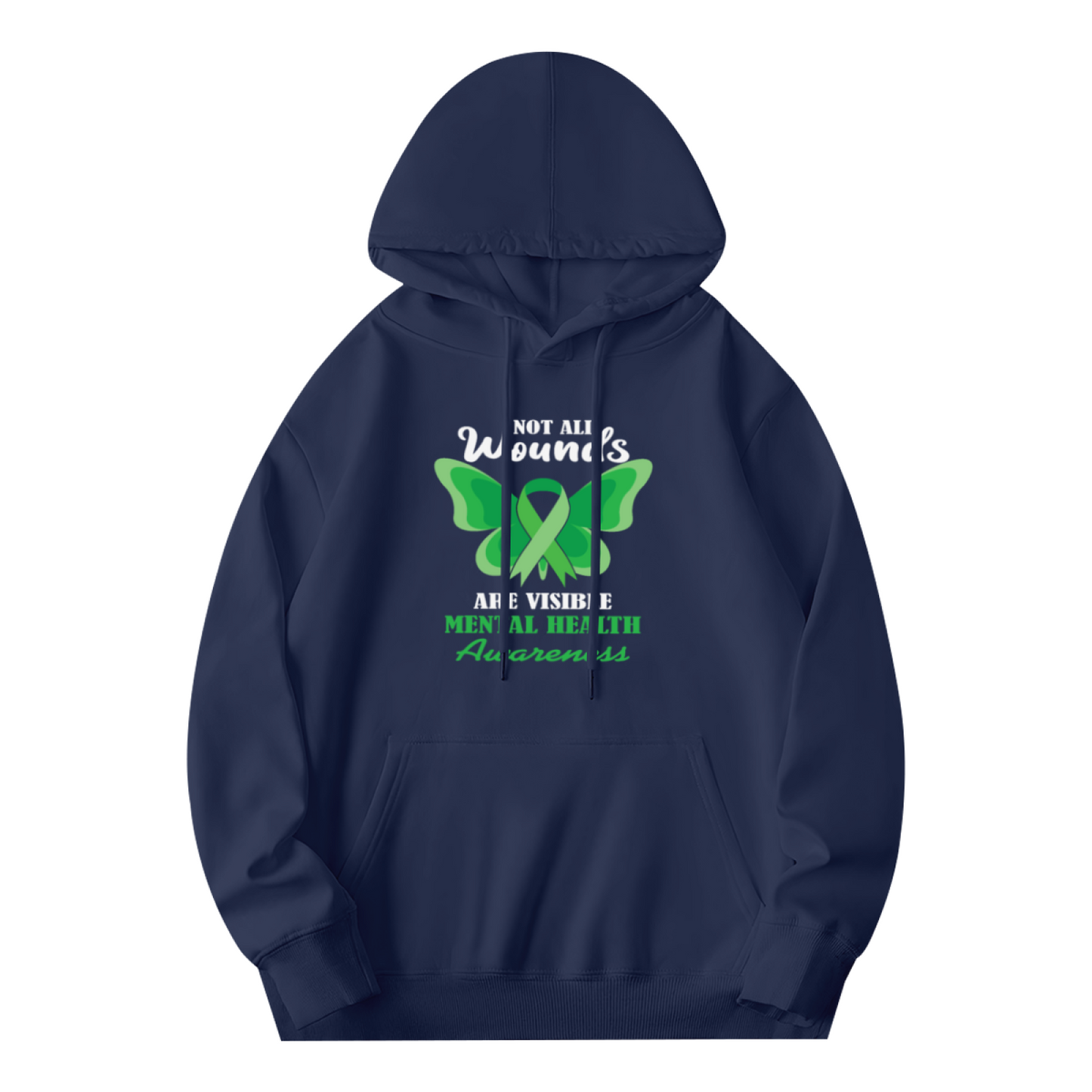 Green Ribbon Mental Health Awareness Unisex Hoodie, Gentle Comfort