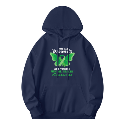 Green Ribbon Mental Health Awareness Unisex Hoodie, Gentle Comfort