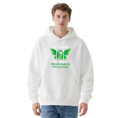 Green Ribbon Mental Health Awareness Unisex Hoodie, Gentle Comfort