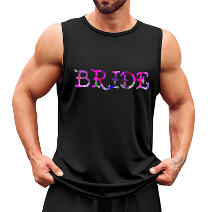 Color Swirl BRIDE Wedding Party Mens Tank Top