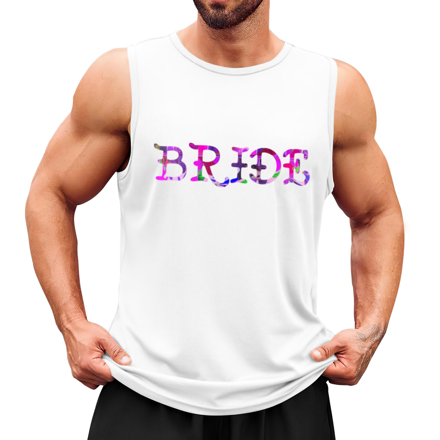 Color Swirl BRIDE Wedding Party Mens Tank Top