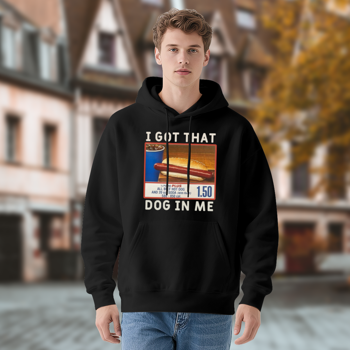 Viral Hot Dog Meme I Got That Dog In Me Hoodie, Soft Funny Foodie Pullover