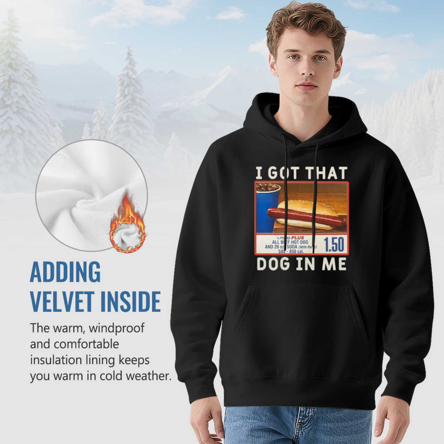 Viral Hot Dog Meme I Got That Dog In Me Hoodie, Soft Funny Foodie Pullover