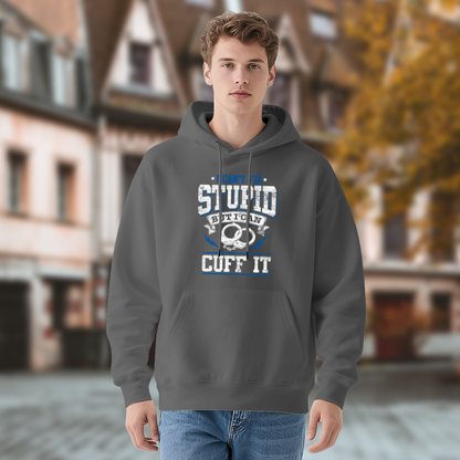 Police Handcuff Cuff It Graphic Gray Hoodie, Men Relax Comfort Hooded Top