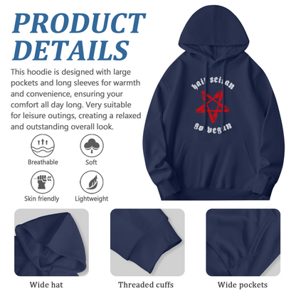 Hail Seitan Go Vegan Pentagram Graphic Hoodie, Casual Street Style