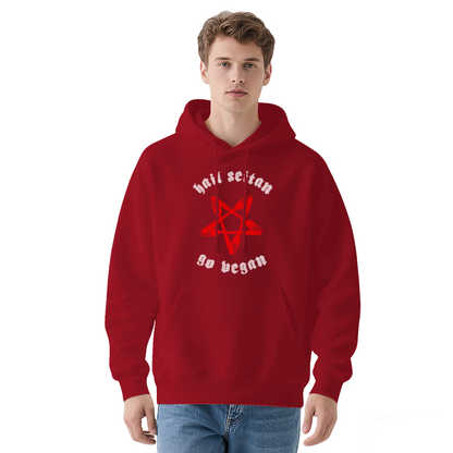 Hail Seitan Go Vegan Pentagram Graphic Hoodie, Casual Street Style