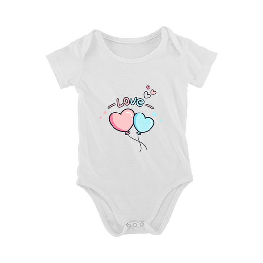 Pastel Love Heart Balloon Soft Newborn Daily Romper