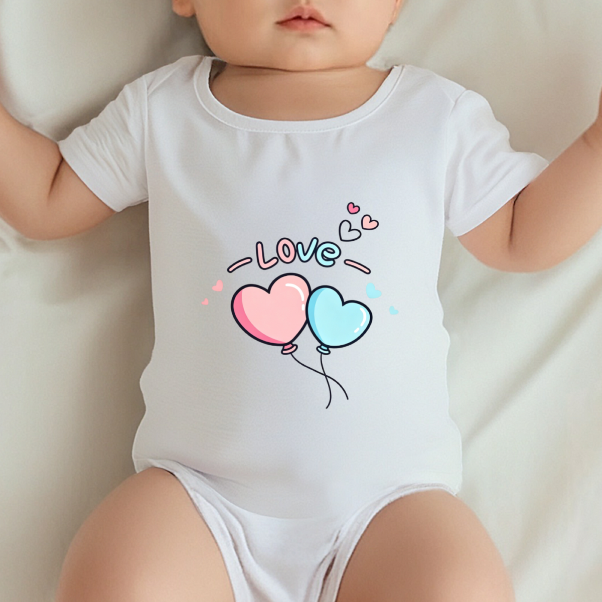 Pastel Love Heart Balloon Soft Newborn Daily Romper