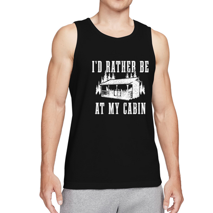 I¡¯d Rather Be At My Cabin Vintage Forest Cabin Men¡¯s Tank