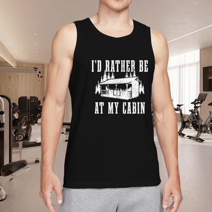 I¡¯d Rather Be At My Cabin Vintage Forest Cabin Men¡¯s Tank