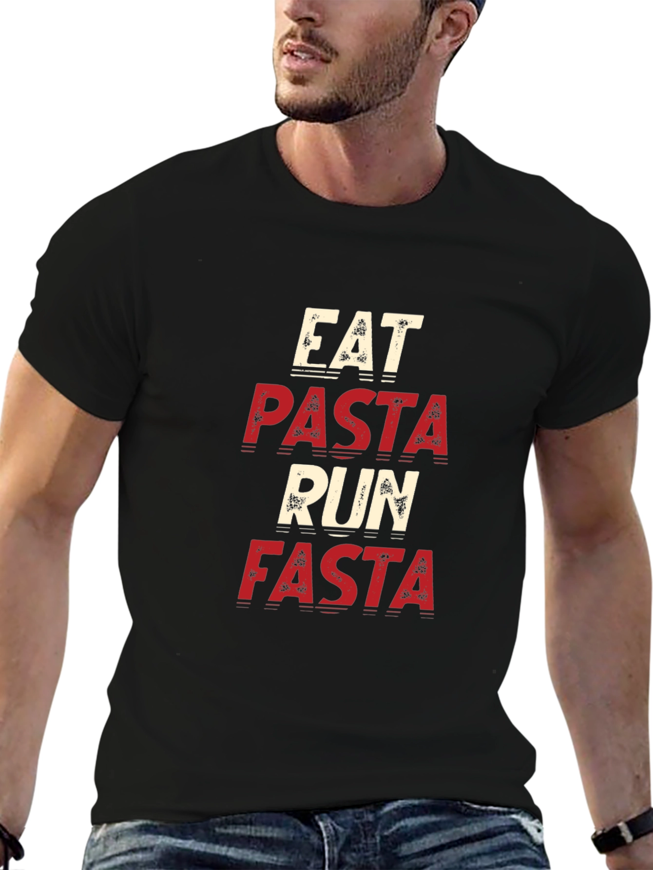 Eat Pasta Run Fasta Black T-Shirt