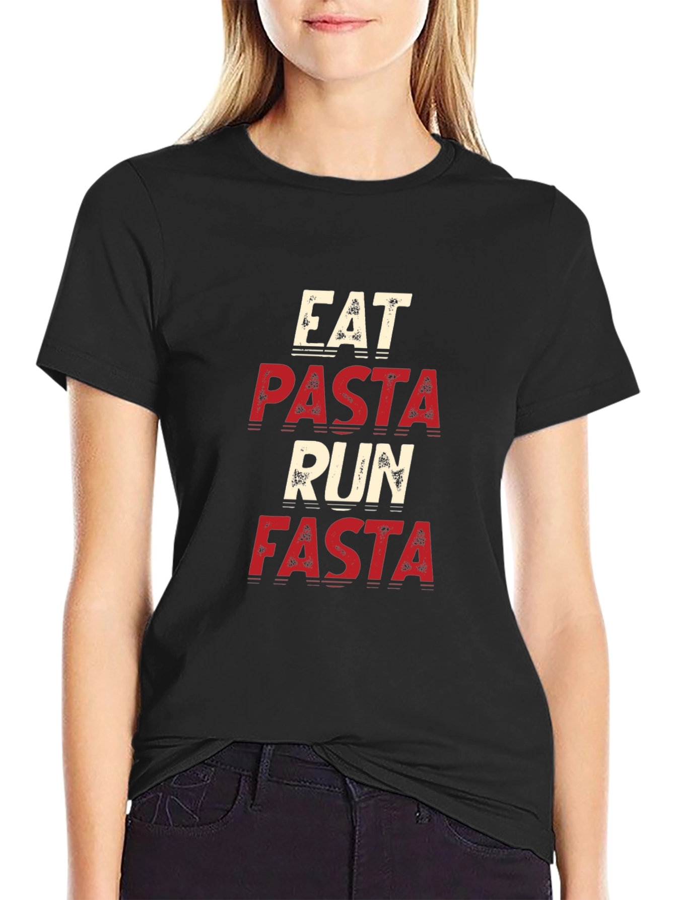 Eat Pasta Run Fasta Black T-Shirt