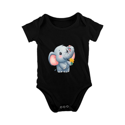 Sweet Baby Elephant With Yellow Flower Infant Onesie