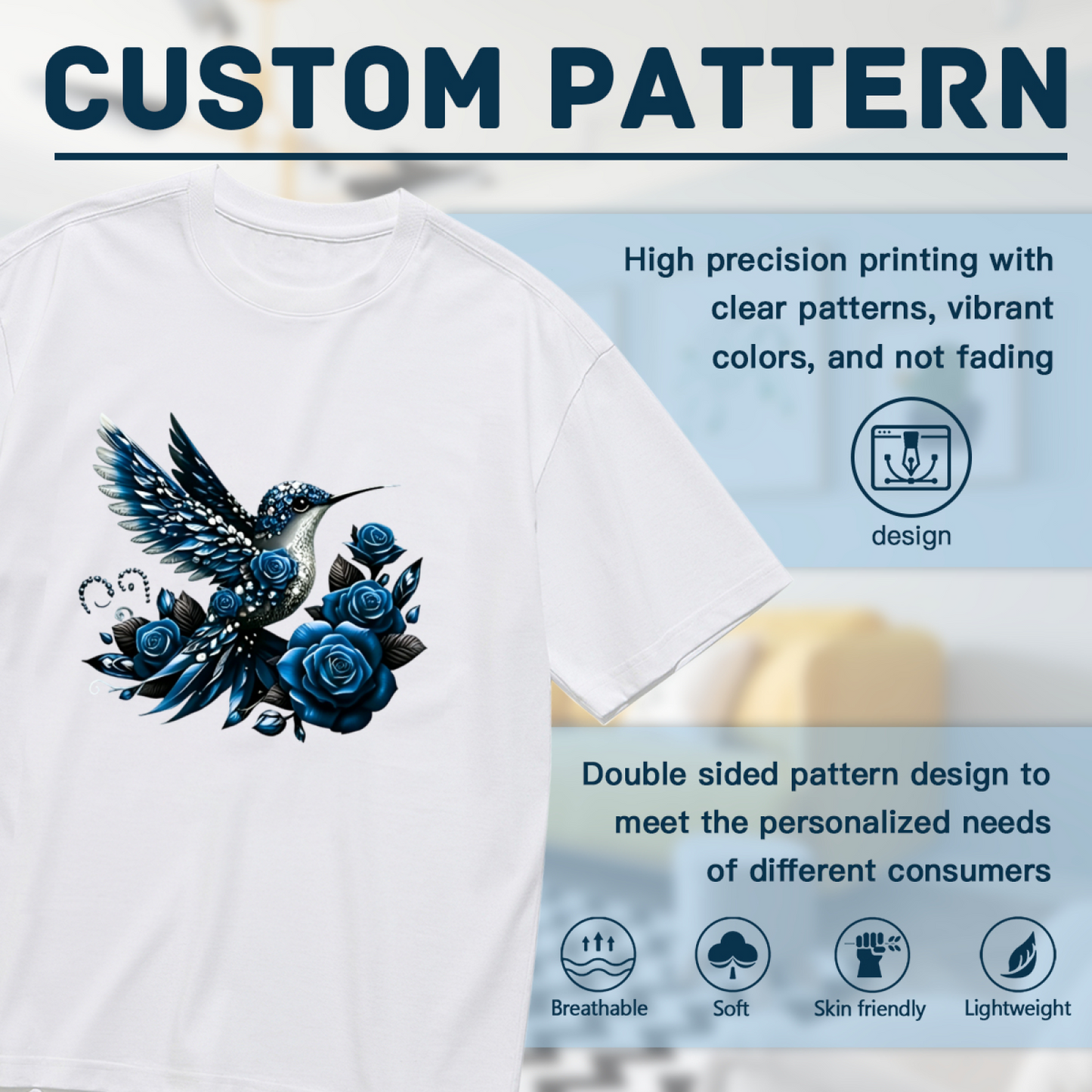 Gilded Golden Yellow Rose Luxurious Hummingbird Plus Size Women Graphic Print T-Shirt