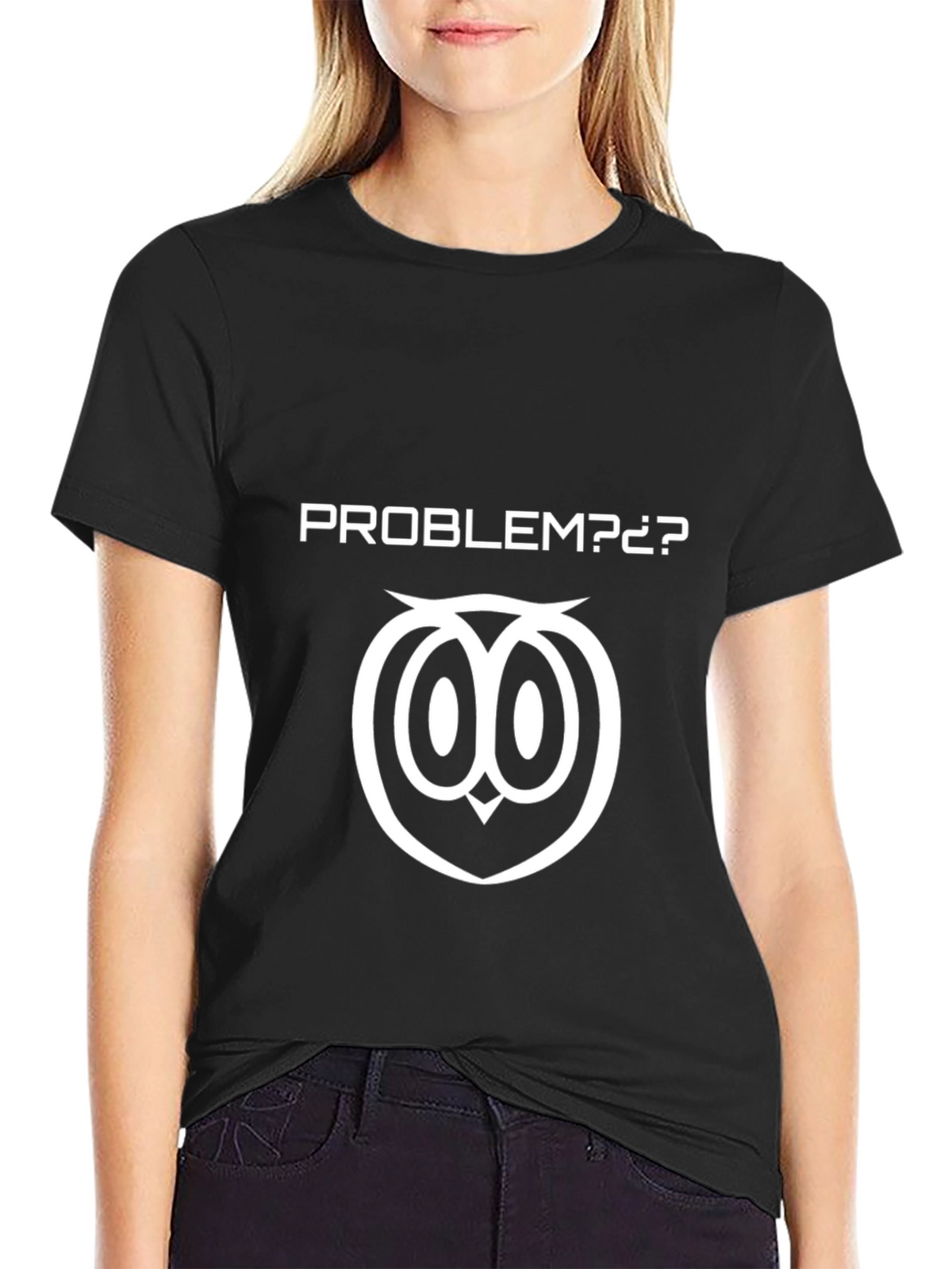 Problem Owl Graphic T-Shirt - Black Cotton Tee