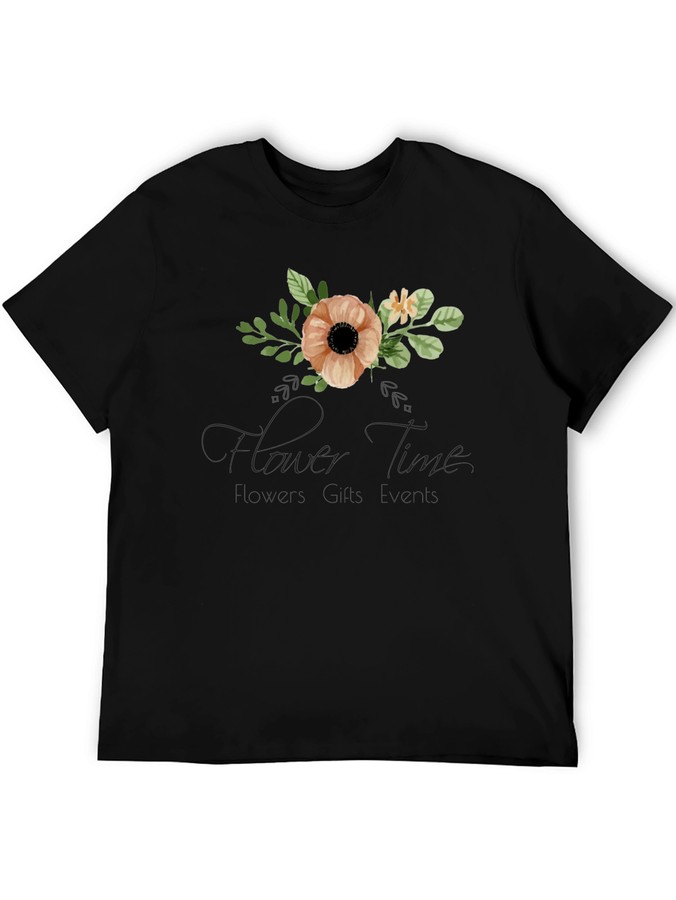 Floral Time Black Graphic T-Shirt