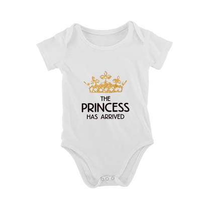 The Princess Has Arrived Glitter Crown Baby Girl Bodysuit