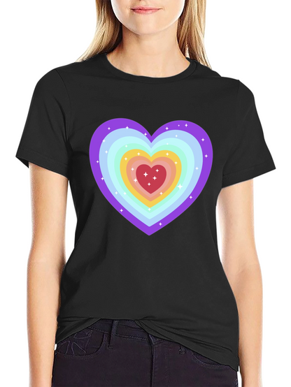 Rainbow Heart Graphic Tee - Soft & Stylish