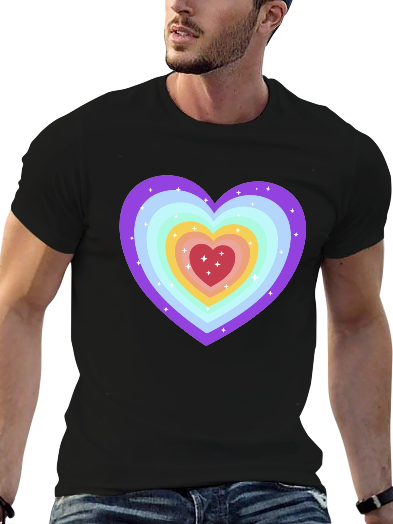 Rainbow Heart Graphic Tee - Soft & Stylish