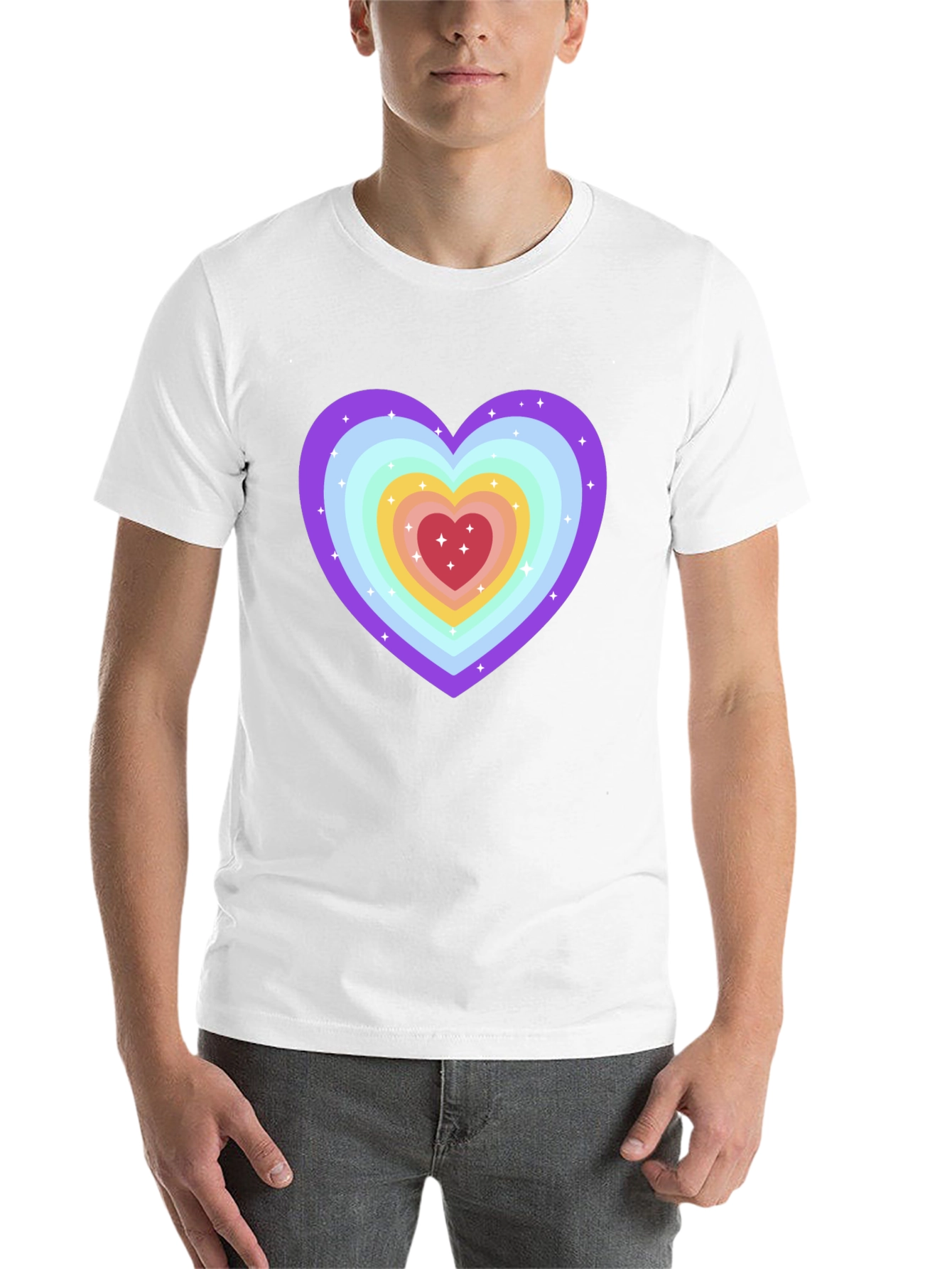 Rainbow Heart Graphic Tee - Soft & Stylish