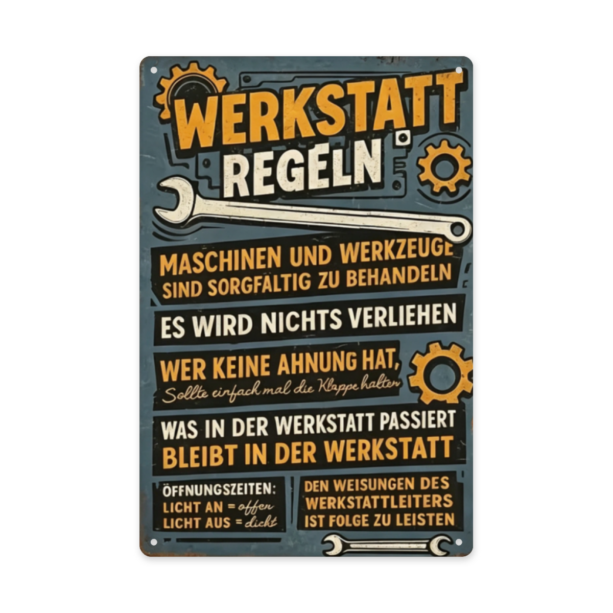 Garage Workshop Rules German Quote Retro Metal Tin Sign Man Cave Wall Decor