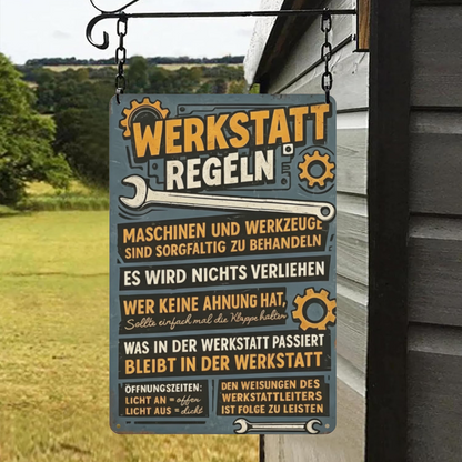 Garage Workshop Rules German Quote Retro Metal Tin Sign Man Cave Wall Decor