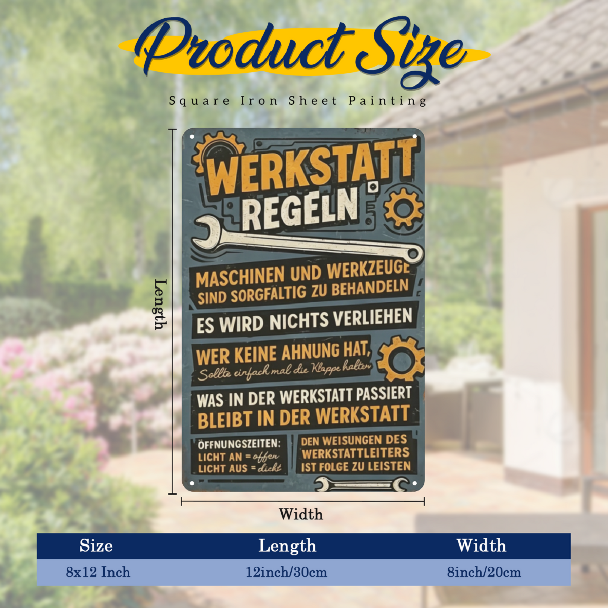Garage Workshop Rules German Quote Retro Metal Tin Sign Man Cave Wall Decor