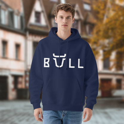 Minimal Bull Horn Letter Men Hoodie, Warm Relax Top