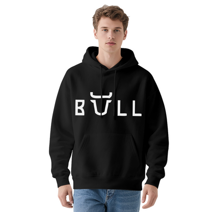 Minimal Bull Horn Letter Men Hoodie, Warm Relax Top