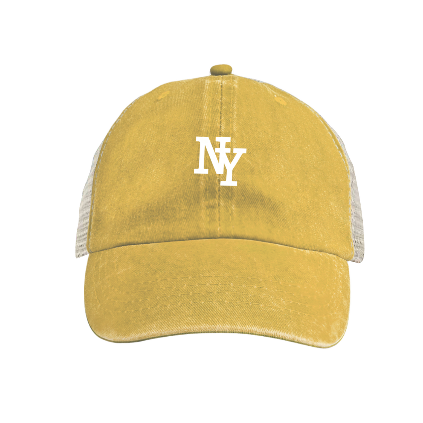 Classic NY Letter Print Bright Blue Washed Mesh Trucker Hat ¨C Retro City Streetwear Cap