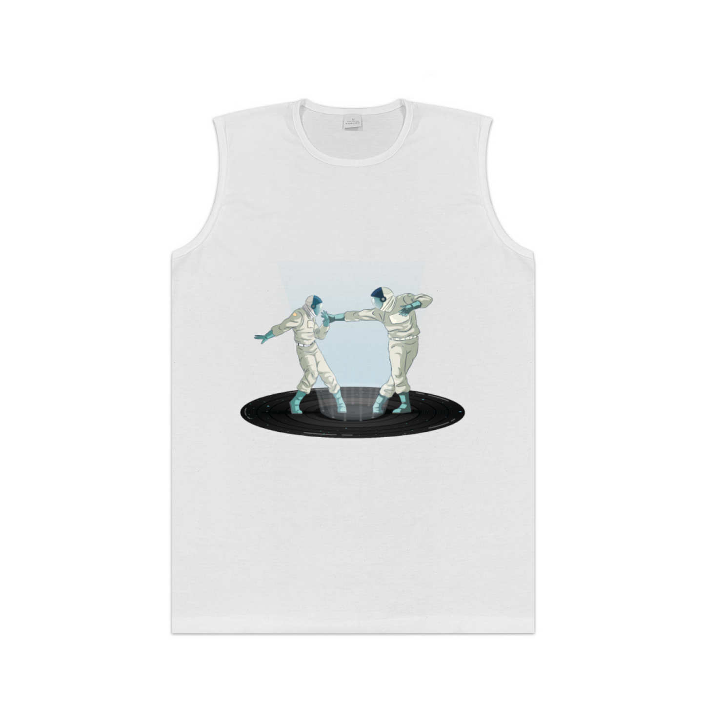 Retro Astronaut Portal Touch Hands Sci?Fi Graphic Sleeveless Shirt
