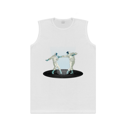 Retro Astronaut Portal Touch Hands Sci?Fi Graphic Sleeveless Shirt