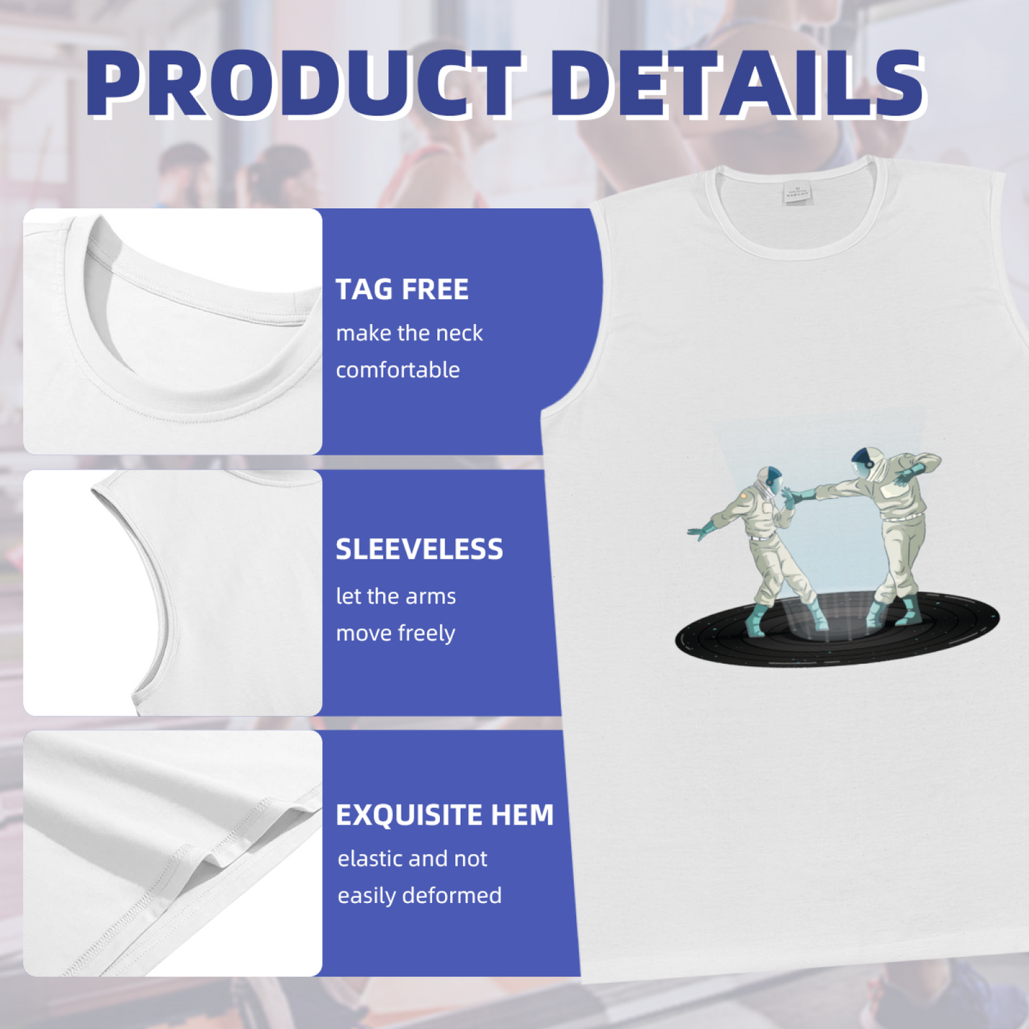 Retro Astronaut Portal Touch Hands Sci?Fi Graphic Sleeveless Shirt