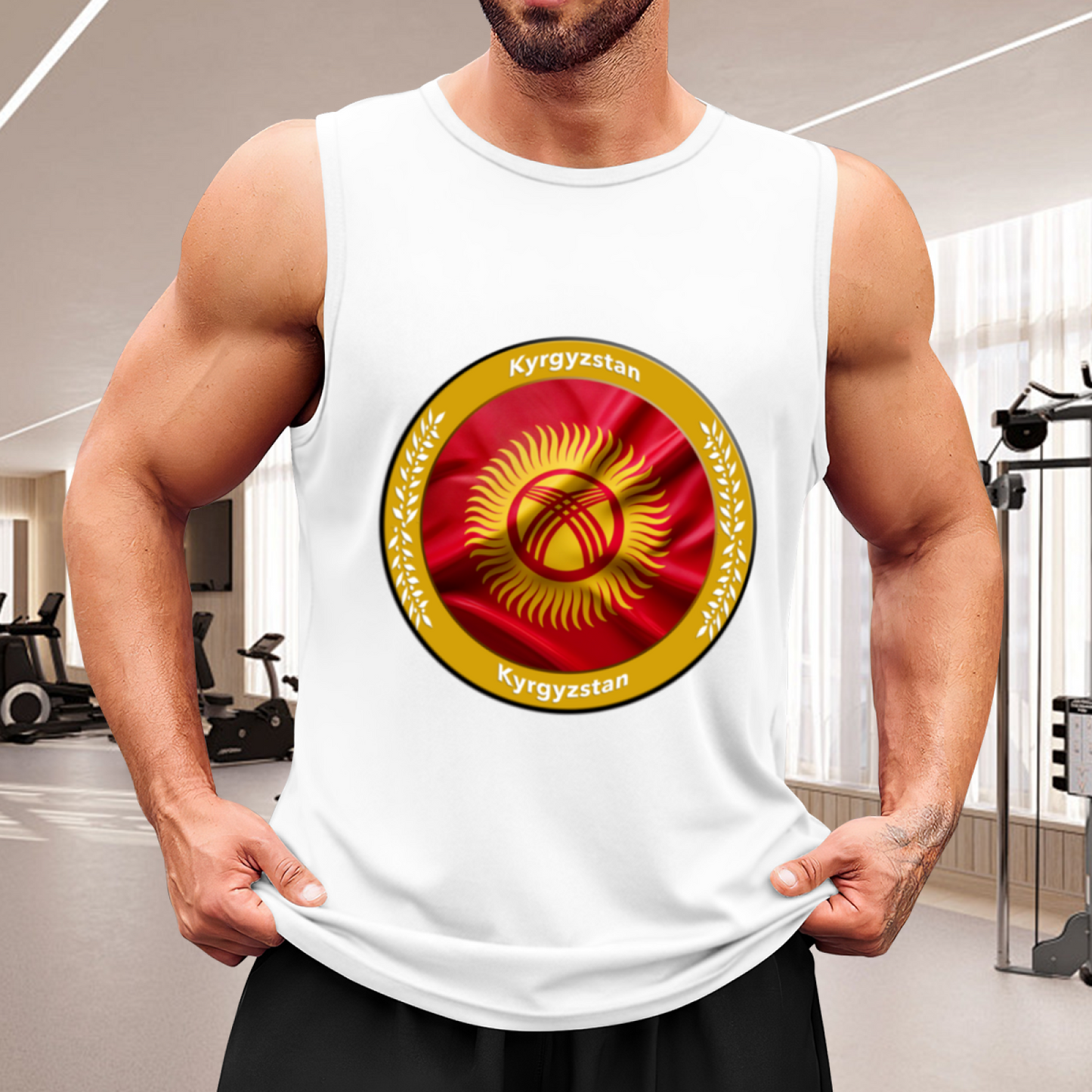 Kyrgyzstan National Flag Emblem Patriotic Mens Vest