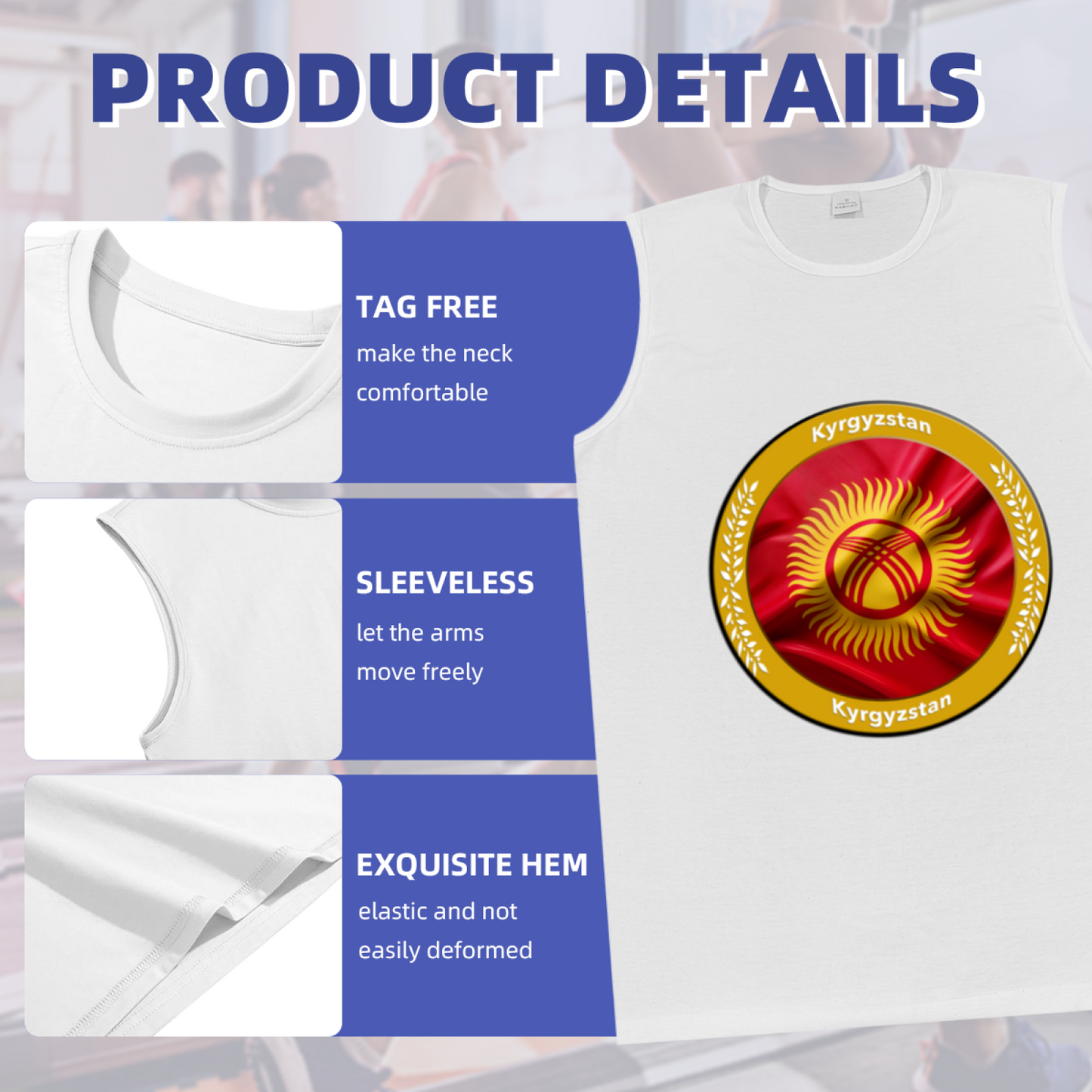 Kyrgyzstan National Flag Emblem Patriotic Mens Vest