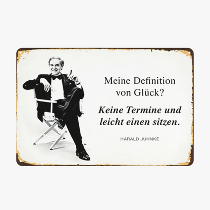 Harald Juhnke Happy Life German Quote Tin Art