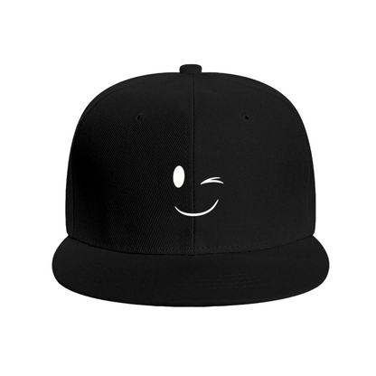 Cute Wink Smiley Pink Flat Bill Casual Sun Hat For Daily