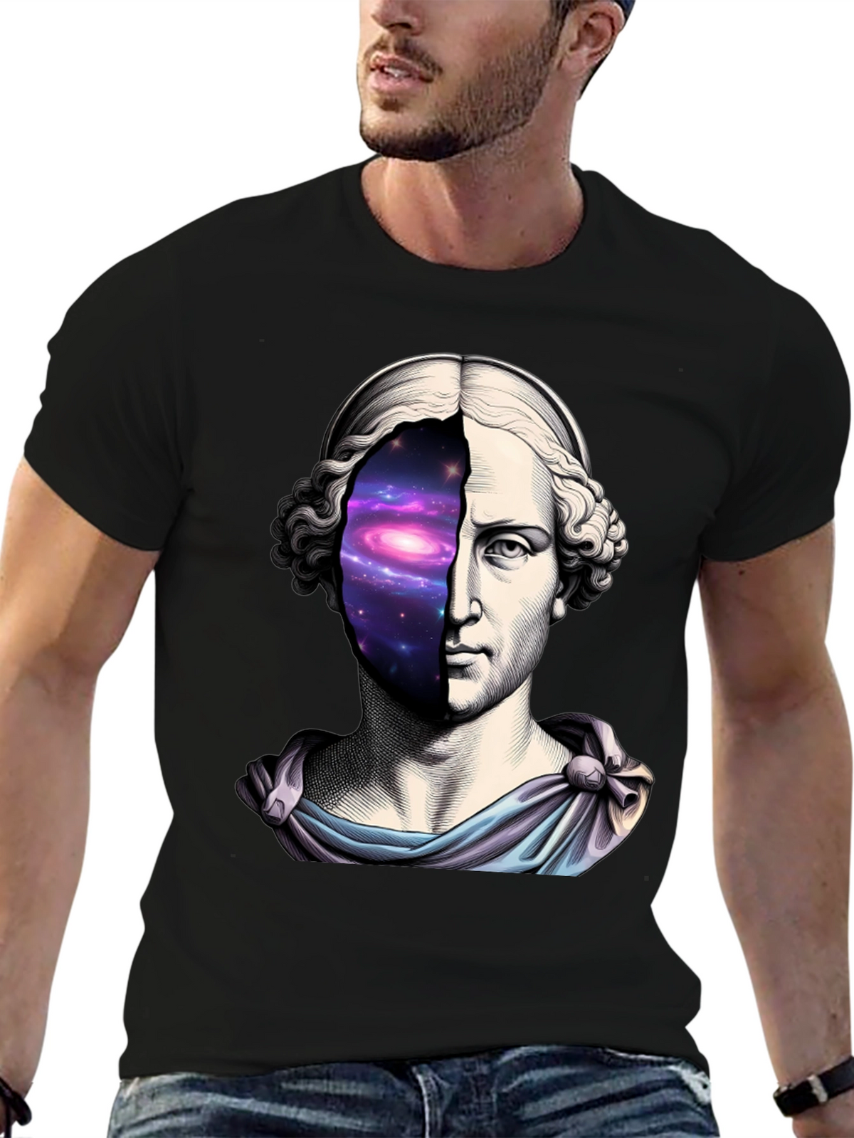 Galaxy Bust T-Shirt - Cosmic Artistic Tee