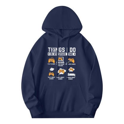 Things I Do In My Spare Time Gaming Navy Hoodie, Gamer Cozy Unisex Hooded Top