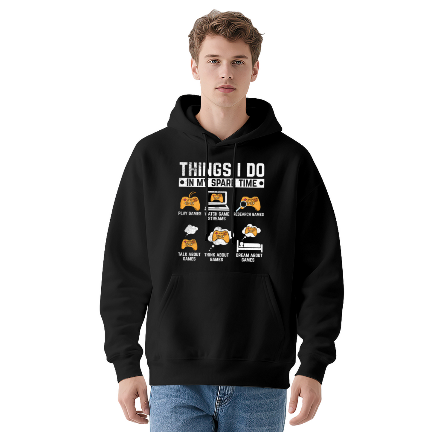 Things I Do In My Spare Time Gaming Navy Hoodie, Gamer Cozy Unisex Hooded Top