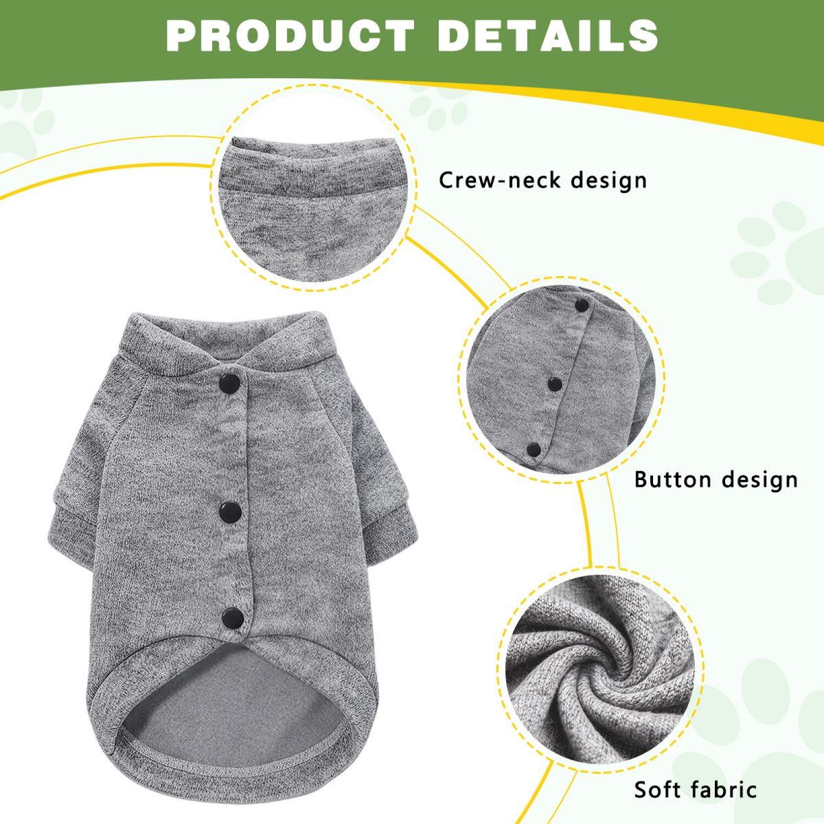 Cute Hello Kitty Floral Pet Cardigan Sweater, Soft Heather Gray Kitten Puppy Clothes