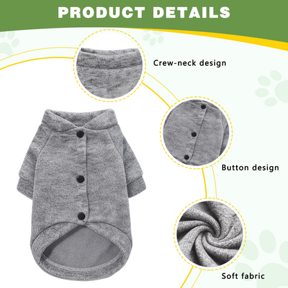Cute Hello Kitty Floral Pet Cardigan Sweater, Soft Heather Gray Kitten Puppy Clothes
