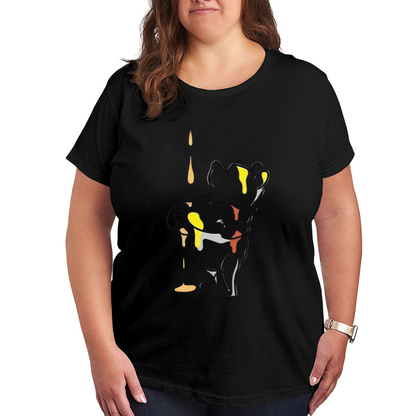 Minimal Line Art Winnie Pooh Dripping Honey Plus Size Women T-Shirt